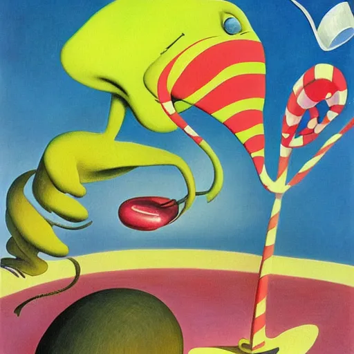 Prompt: surrealism painting by dr seuss