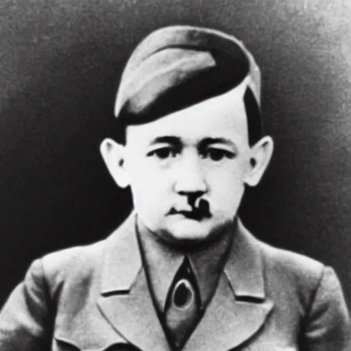 Image similar to adolf hitler as a little child in a school uniform carrying books, mustache, white background