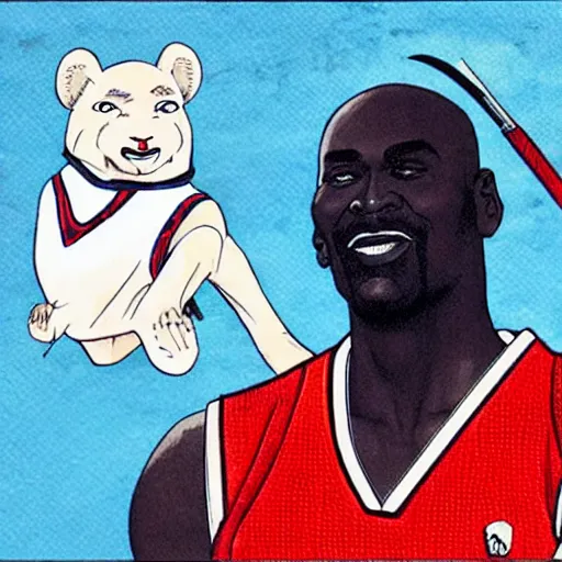 Image similar to Michael Jordan in a samurai suit in the style of ukiyo-e