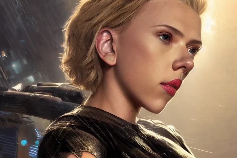 Image similar to Scarlett Johansson deploying code to production high-resolution digital art cyberpunk