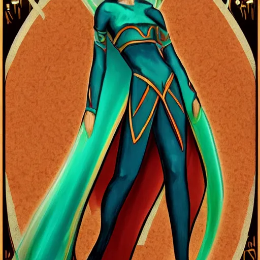 Image similar to elf mage, fantasy, art deco, trending on devianart, detailed