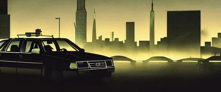 Image similar to Aqua Metallic Audi 80 RS 2 Avant (1995), black car, a gritty neo-noir, dramatic lighting, cinematic, eerie person silhouette, death, homicide, establishing shot, extremely high detail, photorealistic, cinematic lighting, artstation, by simon stalenhag, Max Payne (PC) (2001) winter new york at night, flashing lights, Poets of the Fall - Late Goodbye