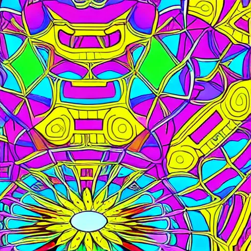 Prompt: psychedelic hot kaleidoscopic 2 d digital vector art pixar studio ghibli airbrush crayon colouring - in sheet cutaway