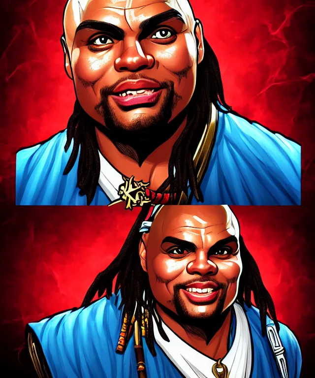 Image similar to fantasy comic style portrait of ( 1 9 9 2 charles barkley ) as a pirate, digital illustration by ken taylor and sana takeda, hd, 4 k, intricate, highly detailed!!, character design, cover art, award winning