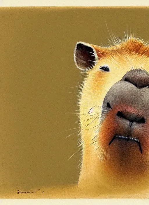 Prompt: a smiling capybara, muted colors, by jean - baptiste monge