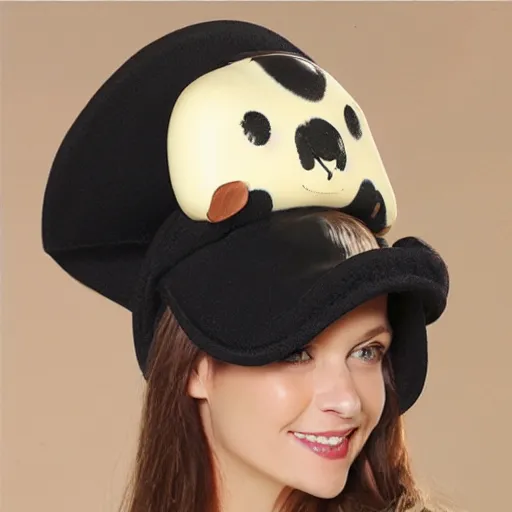 Image similar to cheese head hat fashion with cows popping out of the holes very detailed, hyper realistic