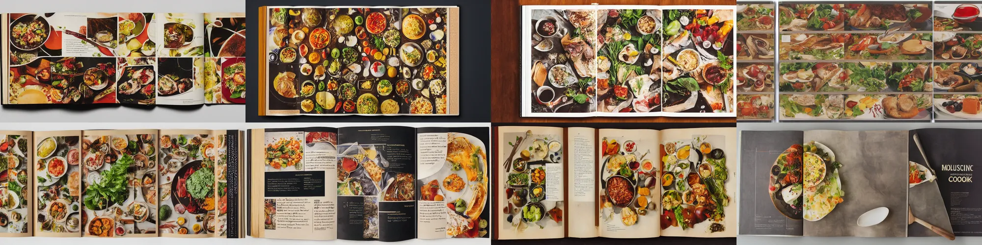 Prompt: modernist cuisine cross section of a cook book, 8k