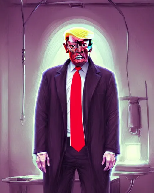 Image similar to digital art, fantasy portrait of a donald trump in a prison cell, by james jean, by ross tran, ultra detailed, character design, concept art, trending on artstation,