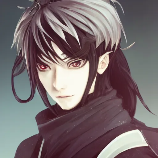 Image similar to headshot portrait of Wei Wuxian, anime character art, beautiful detail, extreme detail, artstationhd, NIXEU, WLOP, long hair, male character, black hair, Avetetsuya Studios, anime manga panel, trending on artstation