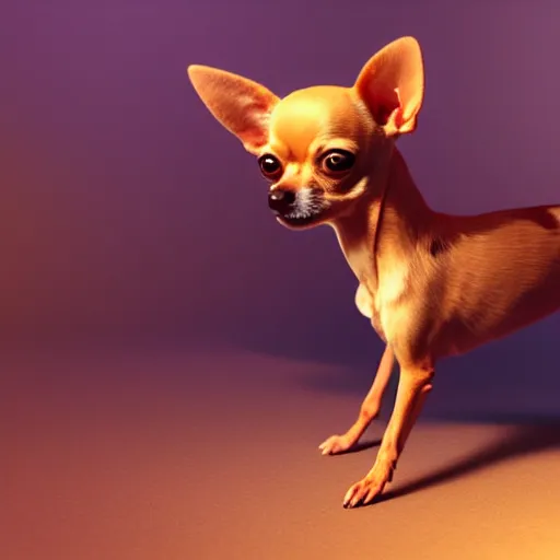 Image similar to a godling chihuahua living in an extradimensional reality, in the style of wlop, illustration, epic, fantasy, hyper detailed, smooth, unreal engine, sharp focus, ray tracing, physically based rendering, renderman, beautiful