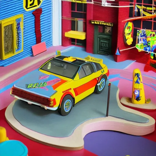 Prompt: diorama made of playdoh, back to the future with Marty McFly, hyperdetailed photo, 8k