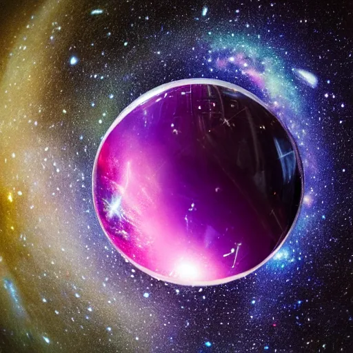 Prompt: photo of a crystal ball with a galaxy inside