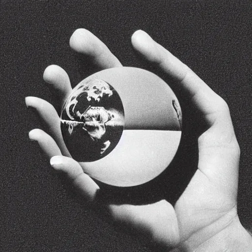 Image similar to Hand with reflecting sphere made by M. C. Escher