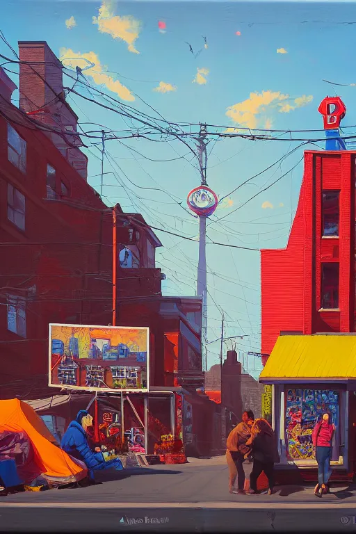 Prompt: Kensington Market, Toronto; oil on canvas by Klaus Bürgle and Imperial Boy and Simon Stålenhag;