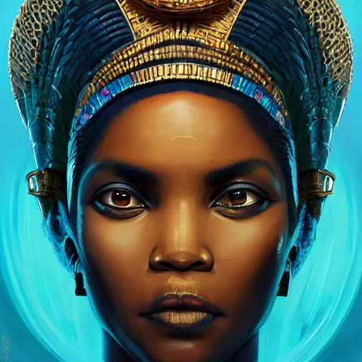 Image similar to highly detailed portrait of an african egyptian goddess played by donald trump, intricate alien technology, stephen bliss, unreal engine, fantasy art by greg rutkowski, loish, rhads, ferdinand knab, makoto shinkai and lois van baarle, ilya kuvshinov, rossdraws, tom bagshaw, global illumination, radiant light, detailed and intricate environment