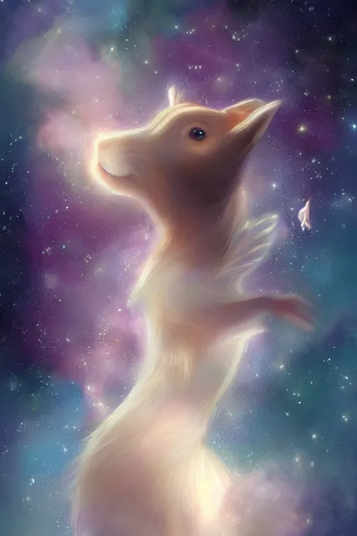 Prompt: beautiful seductive squirrel floating in space, highly detailed, portrait, Charlie Bowater character art,