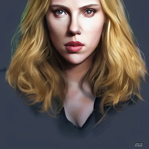 Prompt: portrait of a Scarlett Johansson/Natalie Portman hybrid, trending on artstation, highly detailed