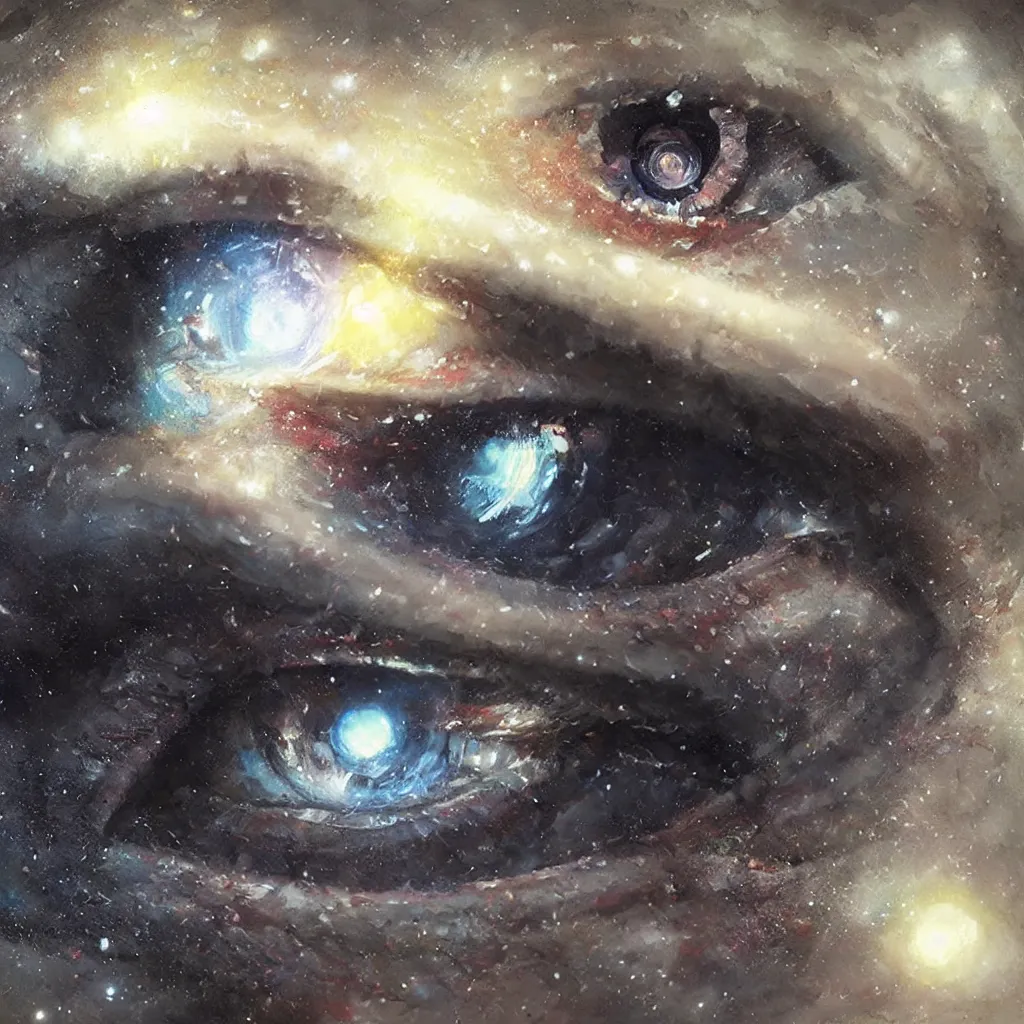 Image similar to galaxy incornea of eye, overdetailed art, by greg rutkowski, magic