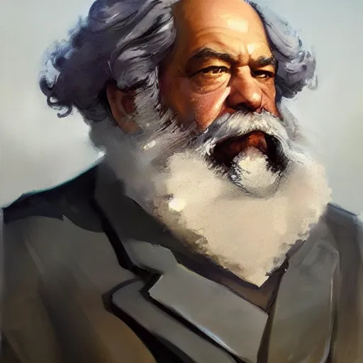 Prompt: greg manchess portrait painting of partially armored karl marx, medium shot, asymmetrical, profile picture, organic painting, sunny day, matte painting, bold shapes, hard edges, street art, trending on artstation, by huang guangjian and gil elvgren and sachin teng