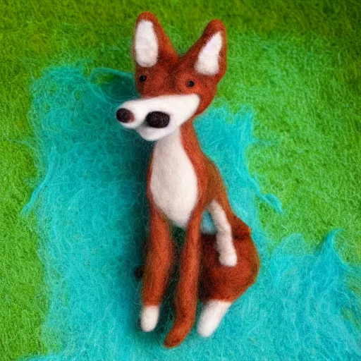 Image similar to a needle felted coyote, needle felting art.