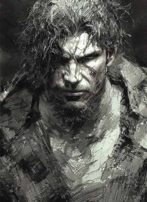 Prompt: portrait of a rugged, angry vampire, pen and ink, intricate line drawings, by craig mullins, ruan jia, kentaro miura, greg rutkowski