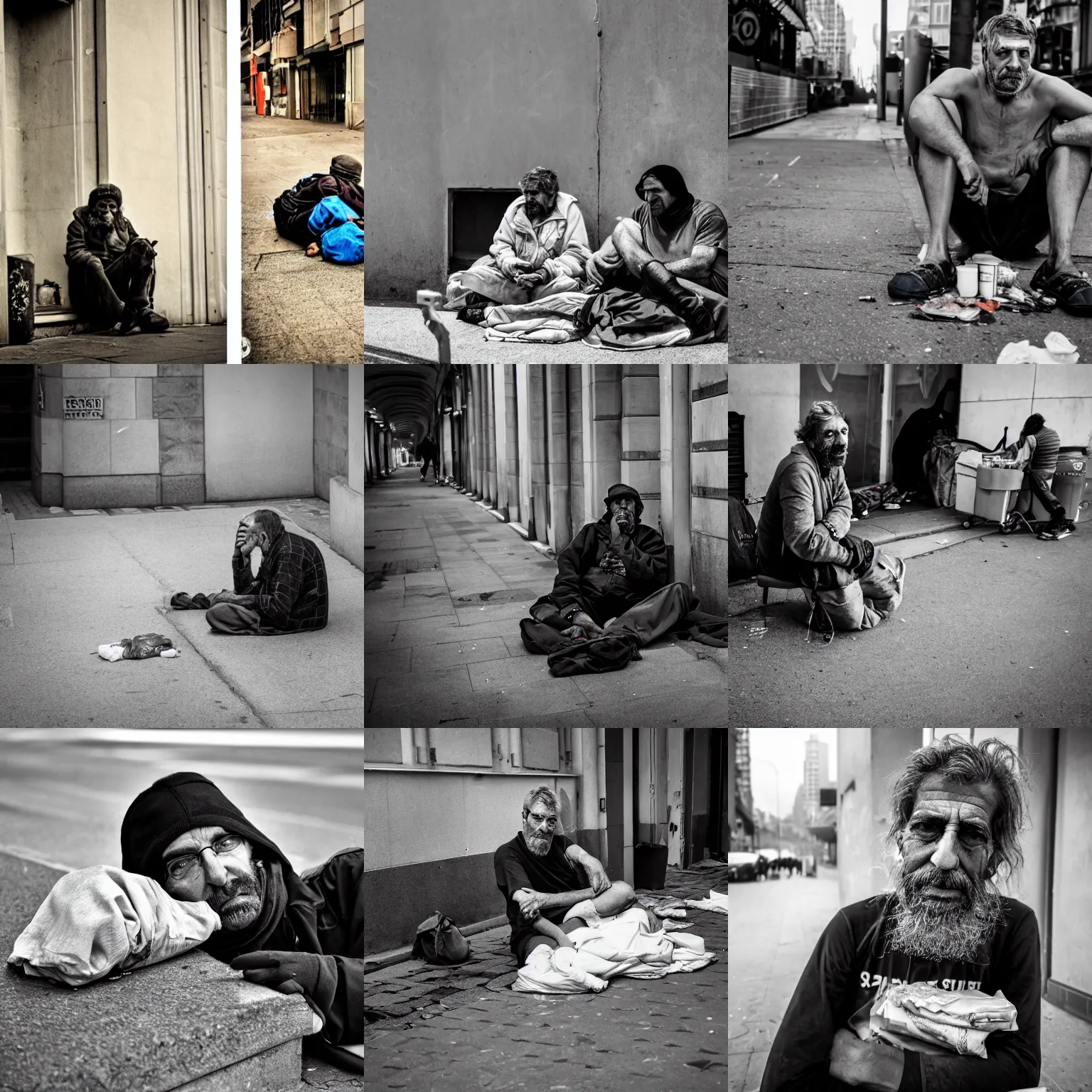 Prompt: Photography of Patrick Balkany, homeless and crazy