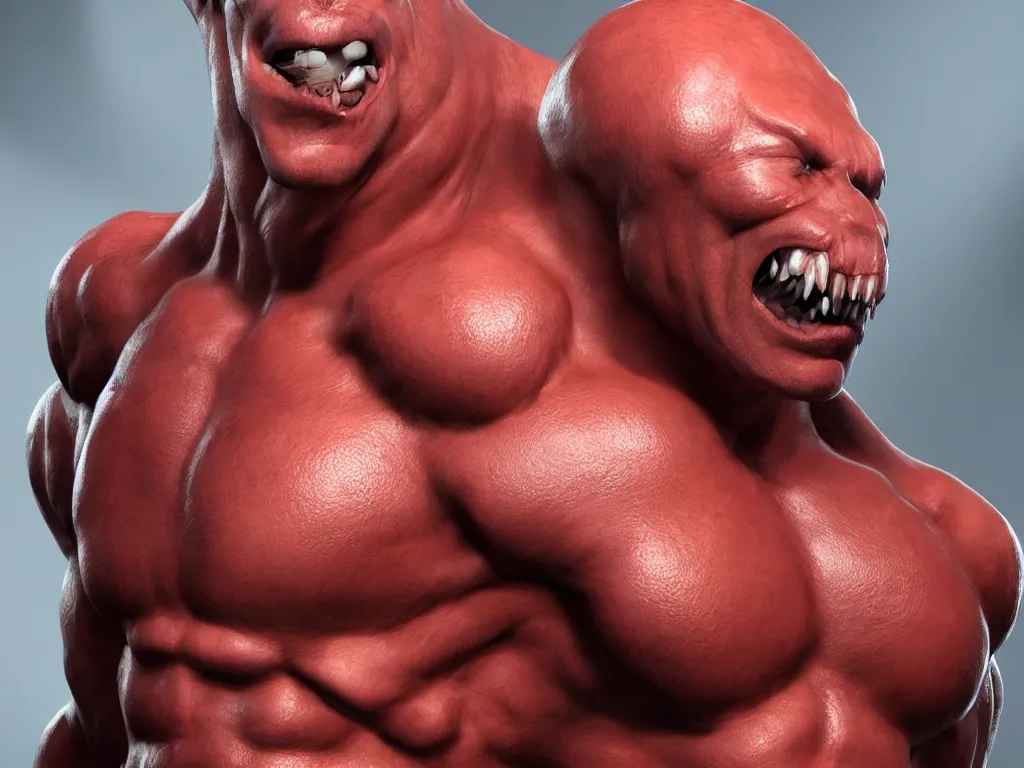 Prompt: game concept art, muscular, wide muscular shoulders, crustacean head, sharp teeth, hyperrealism, artstation, cgsociety, zbrush, no background