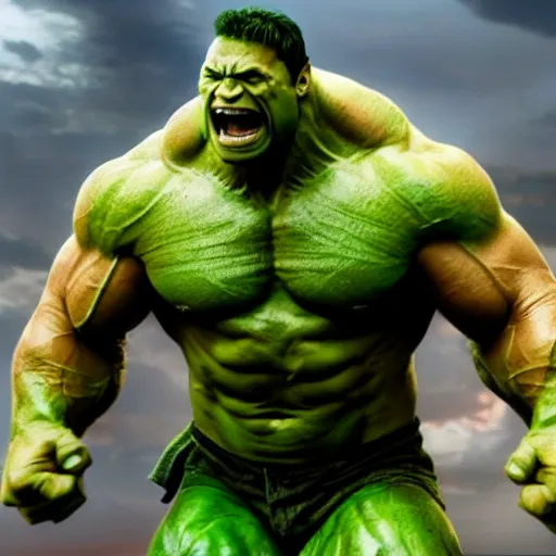 Prompt: dwayne johnson as incredible hulk, marvel cinematic universe, mcu, 4 k, raw, green skin, in - frame,