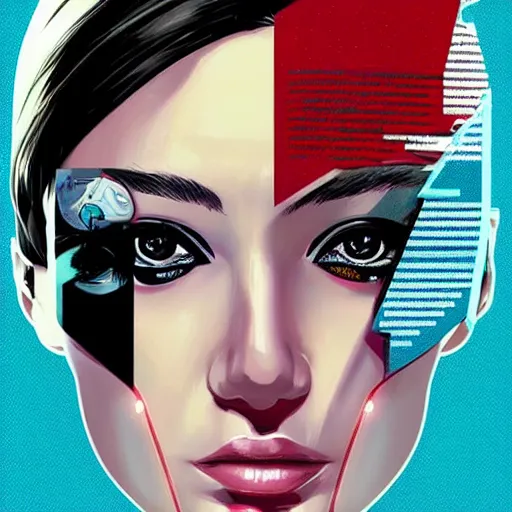 Image similar to portrait of a female android, by MARVEL comics and Sandra Chevrier