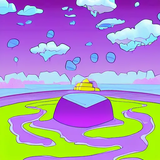 Image similar to purple floating island cartoon app background artwork, digital art, award winning