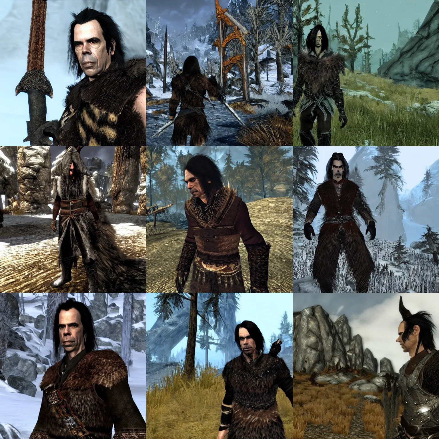 Prompt: nick cave in skyrim,