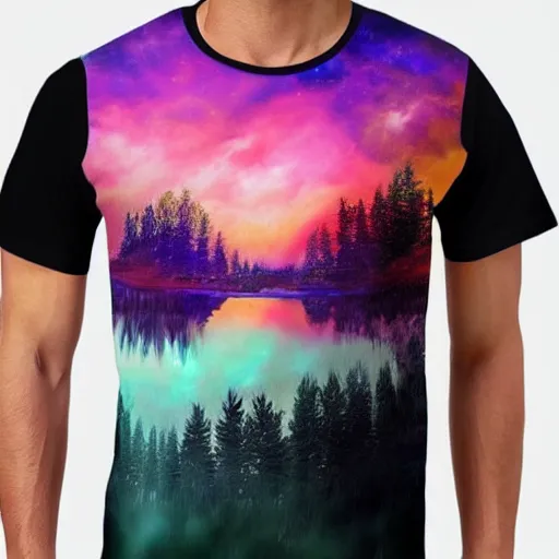 Image similar to Breathtaking nature inspired digital art tshirt trending on redbubble, masterpiece, closeup detailed thumbnail of design