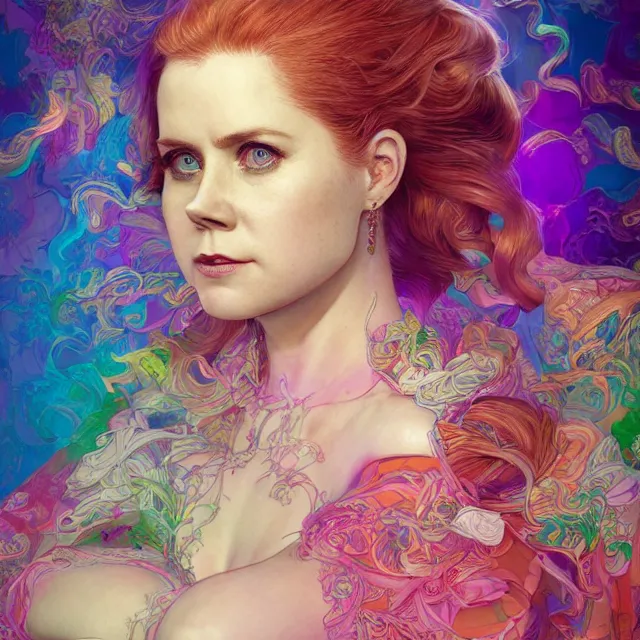 Prompt: the portrait of chaotic neutral colorful female amy adams as absurdly beautiful, gorgeous, elegant, playful, sensual woman, an ultrafine hyperdetailed illustration by kim jung gi, irakli nadar, intricate linework, bright colors, octopath traveler, final fantasy, unreal engine 5 highly rendered, global illumination, radiant light, detailed and intricate environment