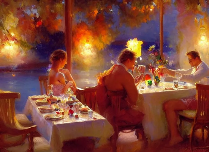 Prompt: bora bora diner by vladimir volegov and alexander averin and delphin enjolras and daniel f. gerhartz