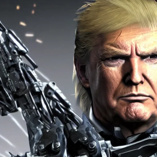 Prompt: donald trump in Metal Gear Rising: Revengeance