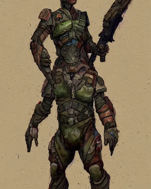 Image similar to a watercolor painting full body character portrait of a humanoid dinosaur soldier / mercenary in the style of moebius in the style of leonard boyarsky trending on artstation deviantart pinterest furaffinity detailed photorealistic highlights and shadow hd 8 k post - processing high resolution