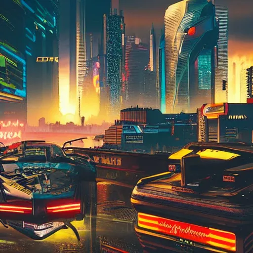 Image similar to cyberpunk 2 0 7 7 night city, post card,