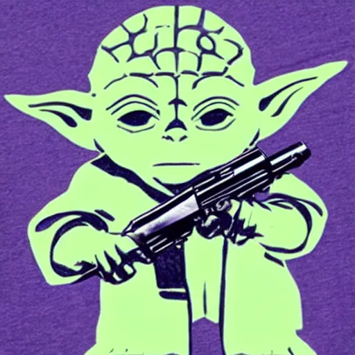 Image similar to yoda holding an AK