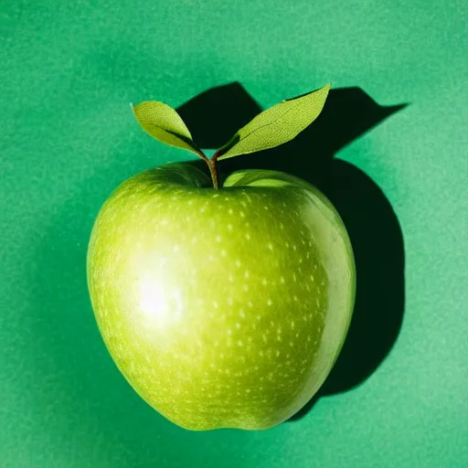 Prompt: studio shot of green apple shaped like < any shape >, isometric perspective, green background