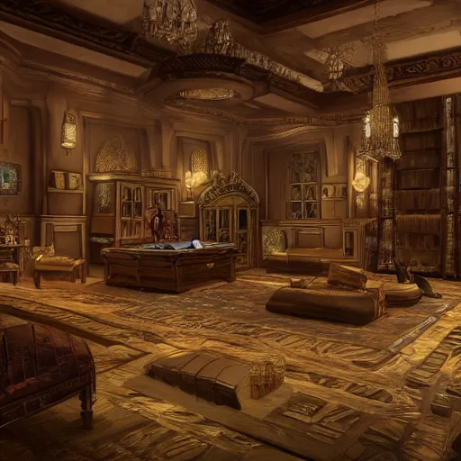 Prompt: the inside of a mansion, dungeons and dragons, 4 k, highly detailed