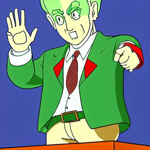 Prompt: cel - shaded image of joe biden as tingle from legend of zelda, studio ghibli animation cel