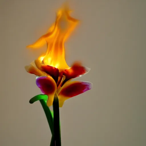Image similar to an orchid flower made of flames