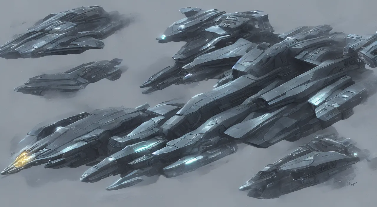 Image similar to concept art, futuristic starship, halo military, highly detailed