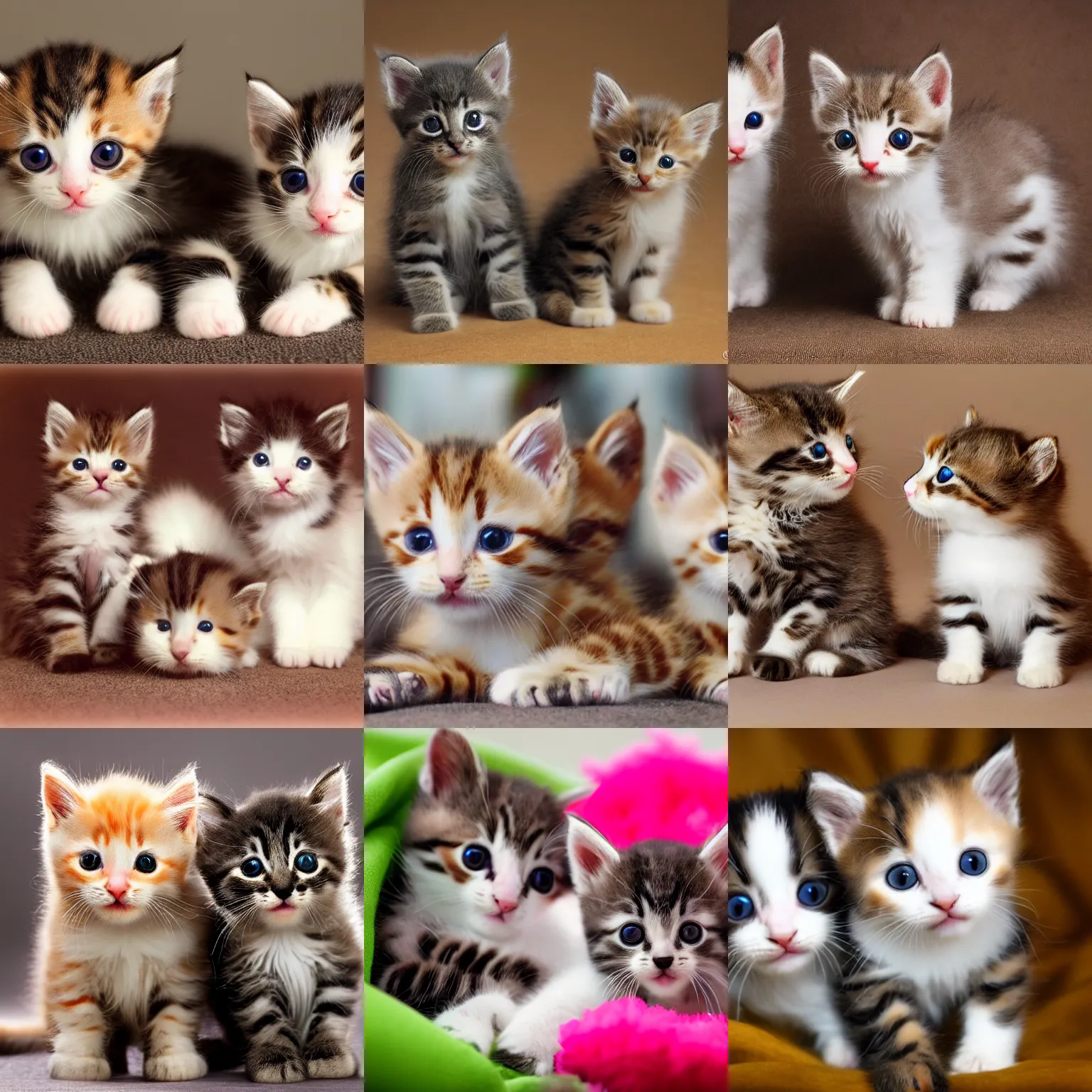 Prompt: a photograph of cute kittens