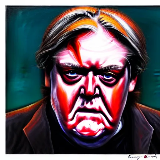 Image similar to steve bannon as a zombie, oil on canvas, by gurney, dramatic