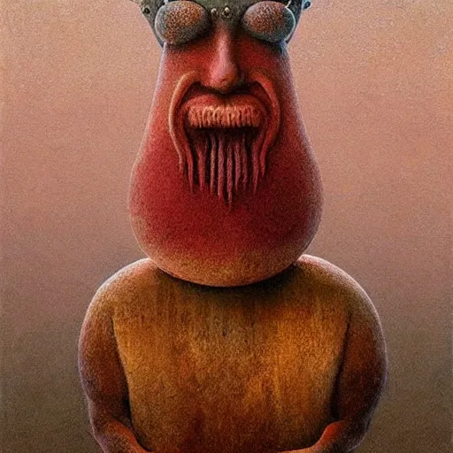 Image similar to onion viking by shaun tan, style of zdislaw beksinski