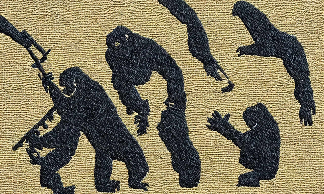 Prompt: a gorilla climbing a radio communications tower. breaking lighting bolts. embroidered us radar corps patch 8 k /