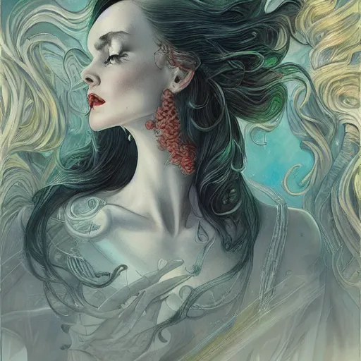 Image similar to a portrait in the style of anna dittmann and donato giancola and virgil finlay.