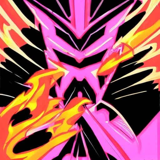 Image similar to flame neon on a black color scheme with fluorescent fire, in the graphic style of Patrick Gleason, detailed art, trending on Artstation, sharp focus, Beautiful comic art