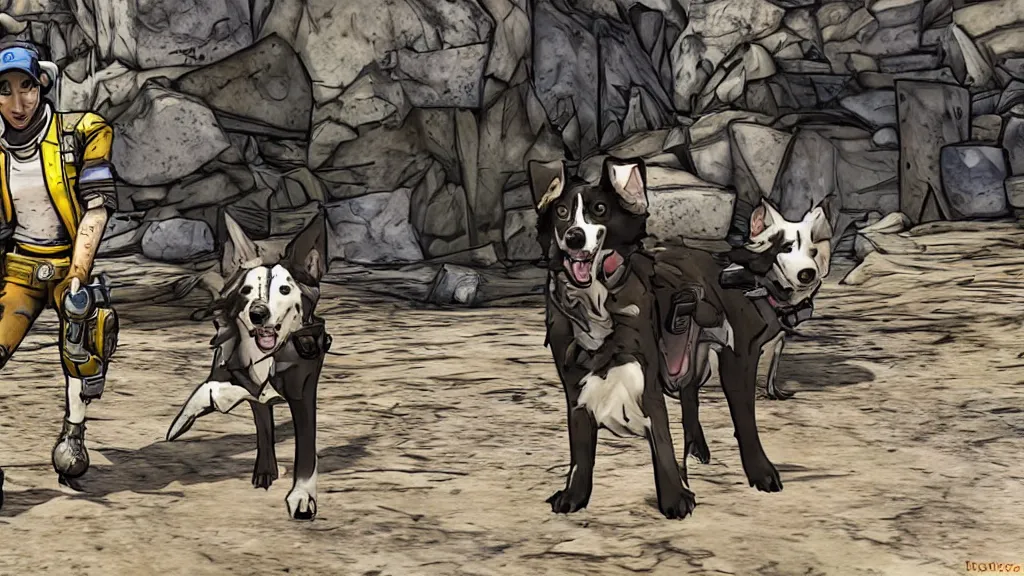 Prompt: border collie in borderlands 2